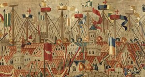 Wandteppich, der die Eroberungen von König Alfons V. von Portugal zeigt von Flemish School