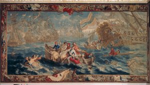 Die Schlacht von La Hogue, Mai 1692, aus der Serie Militärwissenschaft, Werkstatt von Judocus de Vos, ca. 1715-24 von Flemish School