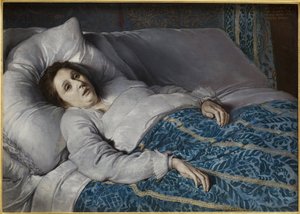 Junge Frau auf ihrem Sterbebett