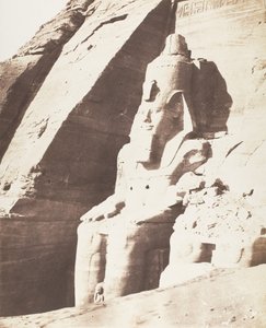 Abou Sembil, Großer Späos - Kolossale Statuen, Dreiviertelansicht von Félix Teynard