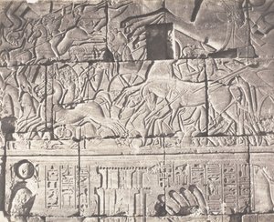 Karnak Theben, Umfassungsmauer des Palastes - Details der Skulpturen am Punkt O, 1851-52, gedruckt 1853-54 von Félix Teynard