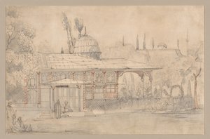 Pavillon in der Nähe einer Moschee
