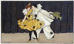 Pierrot und Colombine - Zeichnung von Florence Hardy, Anfang 20. Jahrhundert