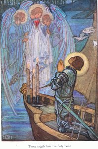 Drei Engel tragen den Heiligen Gral (Sir Galahad) von Florence Harrison