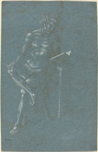 Ein junger Mann, der auf einem Hocker sitzt und ein Buch liest (recto); Der Sündenfall (ein Fragment des unteren Teils) (verso)