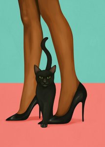 Schwarze Katze High Heels von Flow Line