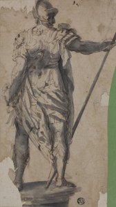 Statue eines stehenden Kriegers, von hinten von Follower of Francesco Salviati