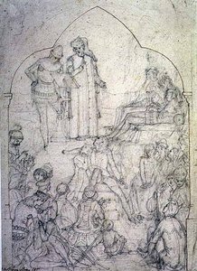 Chaucer am Hof von Edward III - Studie, 1845 von Ford Madox Brown
