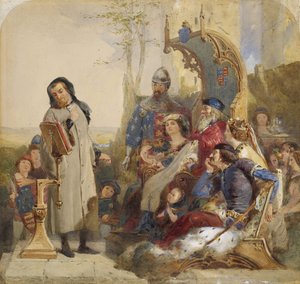Chaucer am Hof von Edward III - Aquarellversion