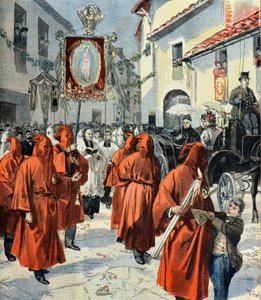 Königin Victoria besucht die Prozession der roten Büßer, Nizza