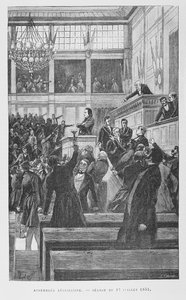 Victor Hugo (1802-85) in der Legislativversammlung bei einer Rede zur Revision der Verfassung am 17. Juli 1851, um 1885