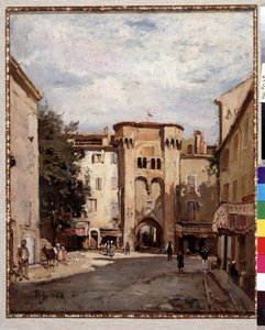 Befestigte Tür von Cavaillon im Vaucluse Gemälde von Fortune Viguier (1841-1916) Dim. 39,5x32 cm Pflichtangabe: Sammlung Stiftung Regards of Provence, Marseille von Fortune Viguier