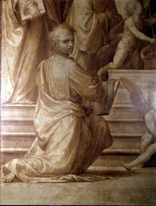 Das große Ratsaltarbild, Detail (junger kniender Heiliger) von Fra Bartolomeo