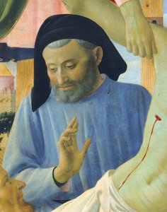 Architekt Michelozzo, Detail aus Die Kreuzabnahme oder der Altar der Heiligen Dreifaltigkeit, um 1432, von Giovanni da Fiesole bekannt als Fra Angelico