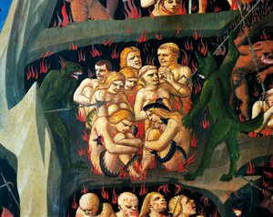 Hölle mit Dämonen, die die Faulen bestrafen, Detail aus dem Jüngsten Gericht von Giovanni da Fiesole, bekannt als Fra Angelico (1400-ca. 1455) von Fra (c.1387 1455) Angelico