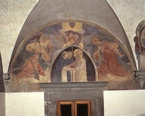 Christus begrüßt zwei Dominikanermönche, Lünette