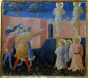 Kreuzigung und Steinigung des Heiligen Cosmas von Fra Angelico