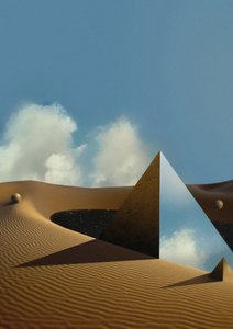 Surreale Wüstenpyramide