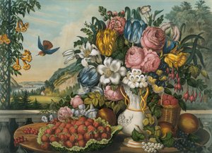 Landschaft - Früchte und Blumen von Frances Flora Bond Palmer