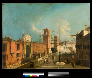 Ansicht des Campo und der Tore des Arsenals, Venedig Gemälde von Francesco Albotto (1721-1757) 1743-1746 Private Sammlung