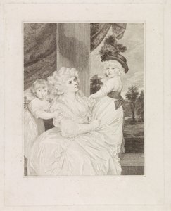 Porträt von Jane Stanhope mit ihren zwei Kindern von Francesco Bartolozzi