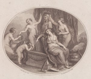 Die Grazien krönen die Büste von Raphael