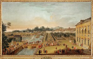 König Ferdinand VI. von Spanien und Königin Barbara Braganza und ihre Gäste in den Gärten des Palastes von Aranjuez