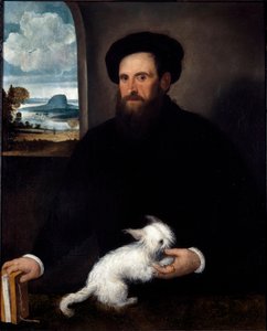 Porträt des Herrn mit dem kleinen Hund