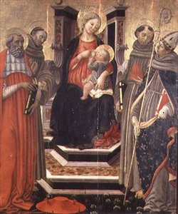 Madonna mit Kind und den Heiligen Hieronymus, Franz von Assisi, Antonius von Padua und Ludwig von Toulouse