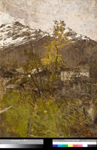 Der erste Schnee, Landschaftsgemälde von Francesco Filippini (1853-1895) 1889 Private Sammlung