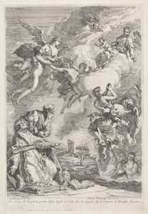 Der heilige Gregor der Große und der heilige Hieronymus beten für die Seelen im Fegefeuer von Francesco Fontebasso