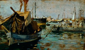 Bei der Arbeit im Hafen von Livorno von Francesco Gioli
