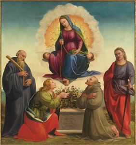 Madonna delle Cintola mit den Heiligen Benedikt, Thomas, Franziskus und Julian von Francesco Granacci