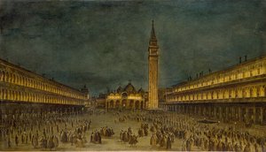 Eine Nachtprozession auf der Piazza San Marco