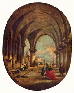 Capriccio mit der Arkade des Dogenpalastes und San Giorgio Maggiore, späte 1780er, 1930 von Francesco Guardi