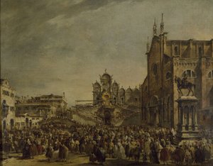 Papst Pius VI. segnet die Menge auf dem Campo SS. Giovanni und Paolo, 18. Jahrhundert