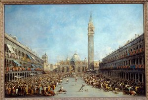 Der Doge von Venedig Alvise IV. wird nach seiner Wahl von den Gondolieri getragen