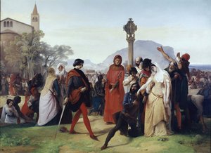 Sizilianische Vesper: Ostermontag - Das Massaker an den Franzosen durch die Sizilianer, 31. März von Francesco Hayez