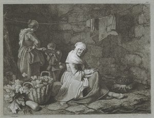 Innenraum eines Bauernhauses von Francesco Londonio