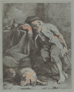 Schlafender alter Mann mit Hund, 1759 von Francesco Londonio