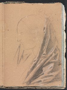 Verona Skizzenbuch: Weiblicher Kopf mit Draperie Seite 81, 1760 von Francesco Lorenzi