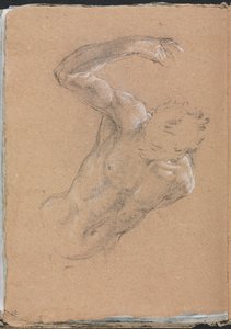 Verona Skizzenbuch: Männlicher Akt mit erhobenem rechten Arm, Seite 32, 1760
