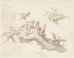 Entwurf für eine bemalte Decke: Triumph der Sanftmut und Stärke von Francesco Manno