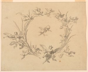 Zeichnung, Studie für Freskendekoration, Quirinalspalast, Rom von Francesco Manno