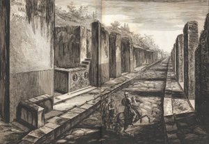 Ansicht von der Straße, die unter dem Tor zur Stadt Pompeji führt, mit dem Fußweg, 1804 von Francesco Piranesi