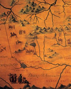 Detail der Route von Marco Polo durch die östlichen Wüsten, Karte von Tartary von Francesco and Ramusio Giovan Battista Grisellini