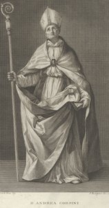 Heiliger Andrea Corsini als Bischof von Fiesole gekleidet, mit einem Bischofsstab, ca. 1780-1841 von Francesco Rosaspina