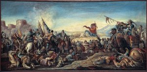 Venetianisch-Österreichisch-Osmanischer Krieg: Schlacht zwischen Venezianern und Türken in Korfu, Griechenland von Francesco Simonini