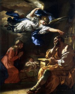 „Der Traum von Joseph“ oder „Joseph und der Engel“ oder „Der Traum des heiligen Joseph“. Gemälde von Francesco Solimena von Francesco Solimena