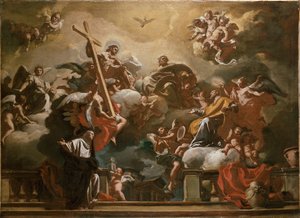 Die Heilige Dreifaltigkeit mit dem heiligen Philipp Neri in Herrlichkeit, ca. 1727-1730 von Francesco Solimena